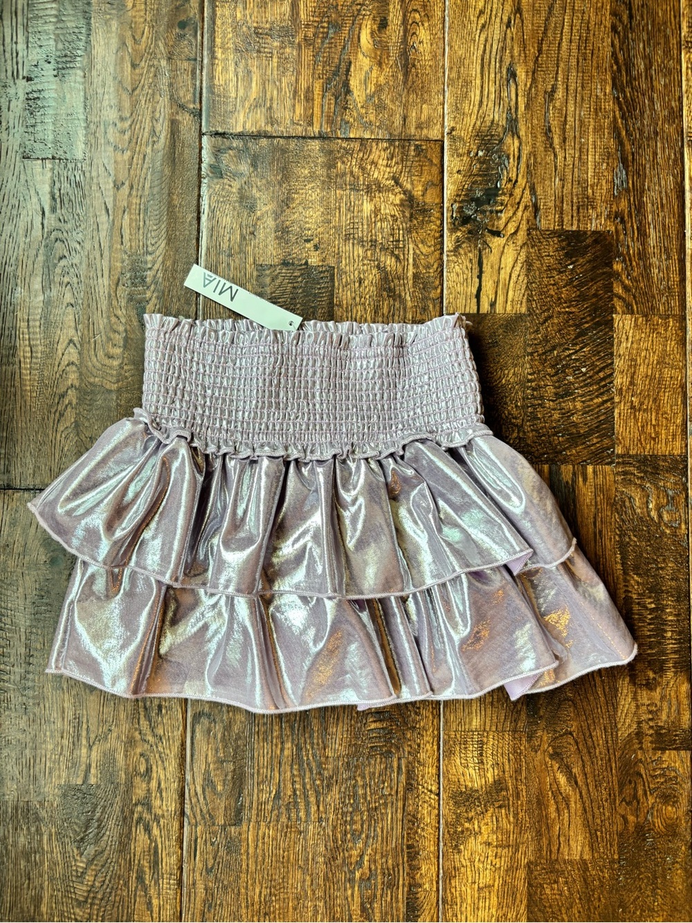 Mia New York Metallic Smocked Skort * Built In Shorts * NWT size medium